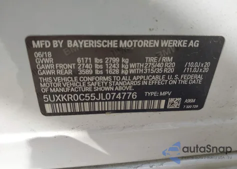 2018 BMW X5 xDrive35I from USA, damaged, VIN 5UXKR0C55JL074776